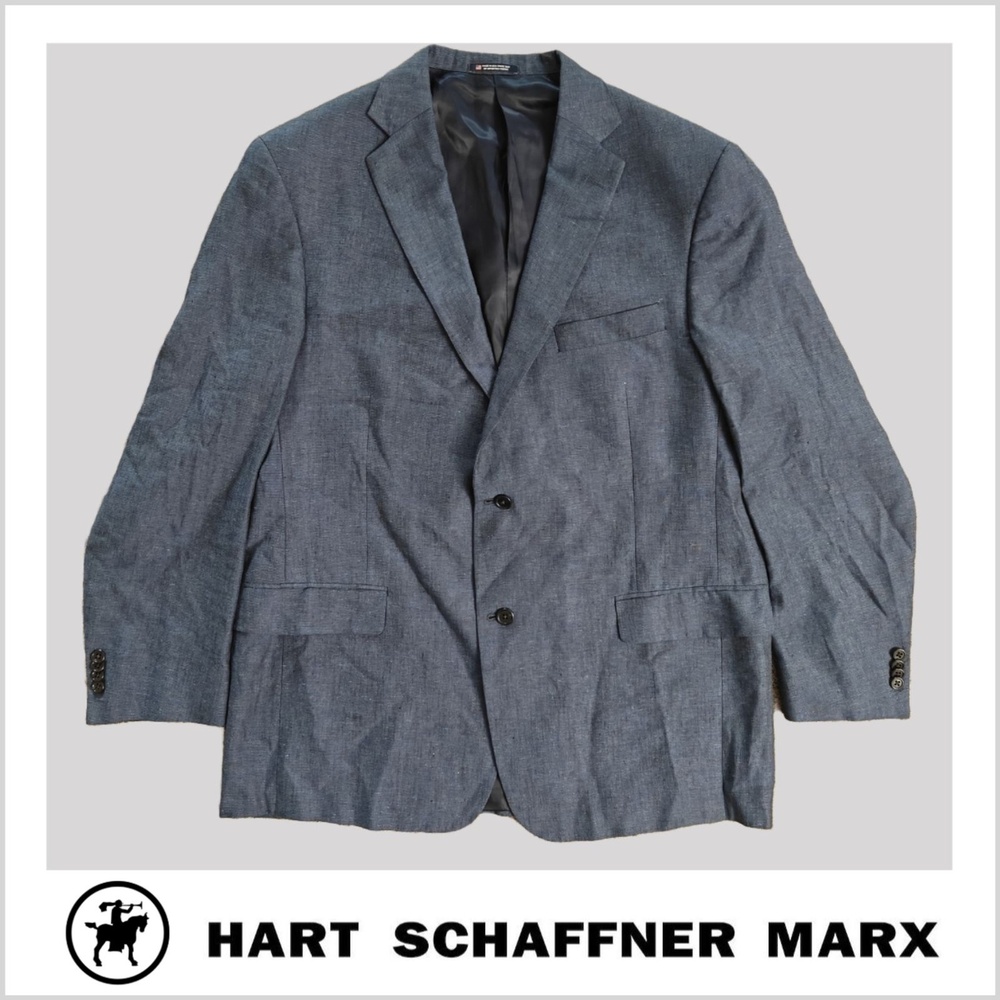 Marx‎ Hart Schaffner Men's Linen Blue Blazer Size 46R